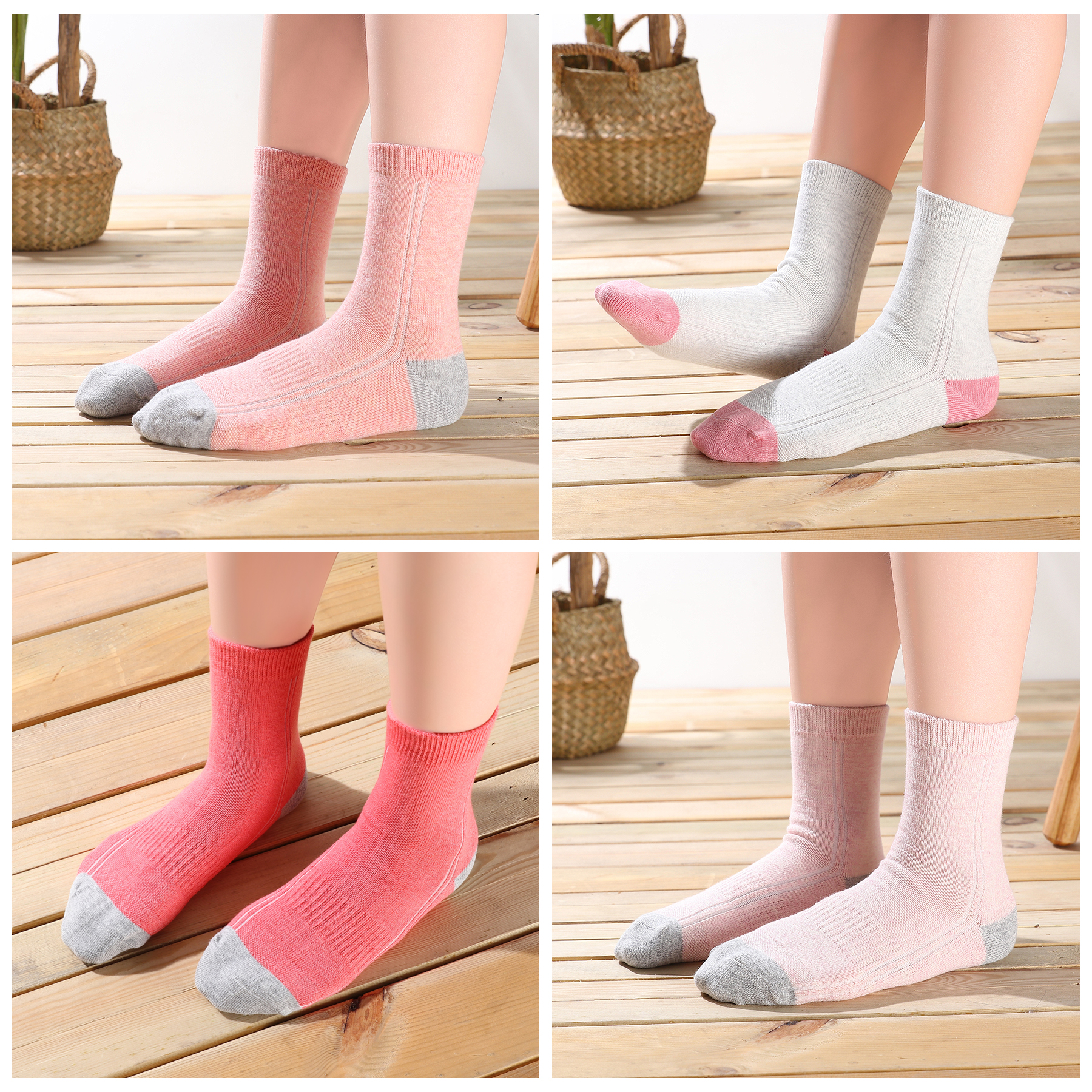 Child wearing SUNBVE athletic crew socks in warm tones