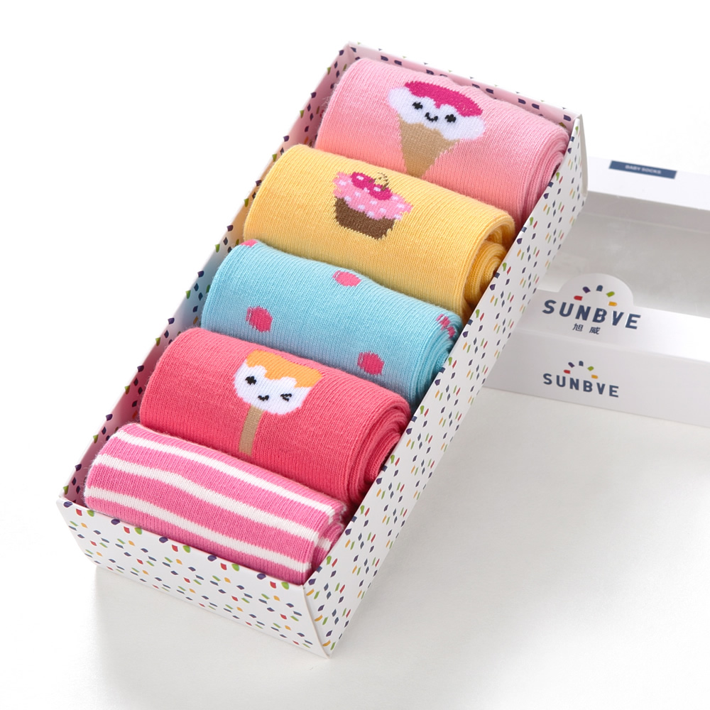 Girls candy-themed crew socks shown from a different angle