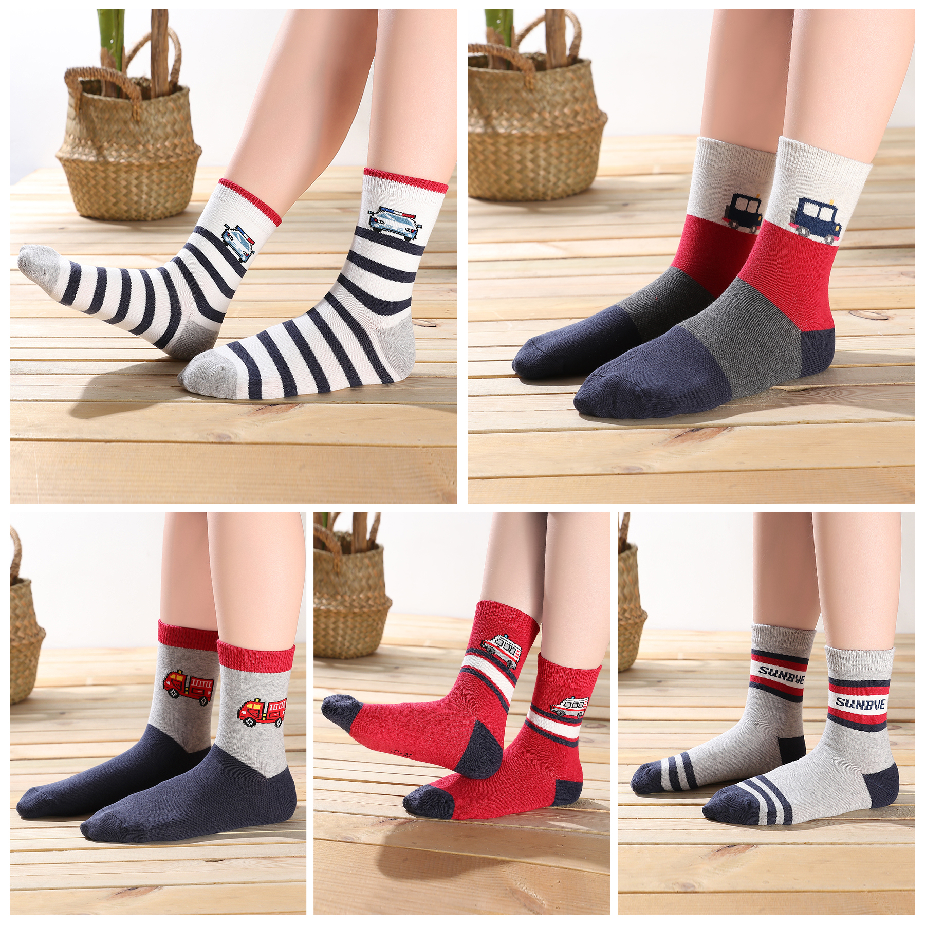 Child wearing SUNBVE rescue vehicle crew socks