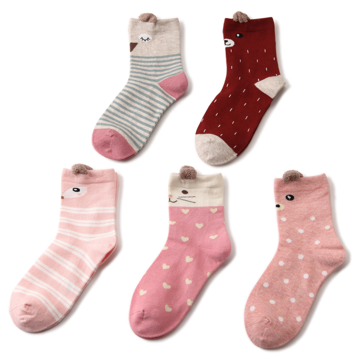 Girls animal ears crew socks from another angle