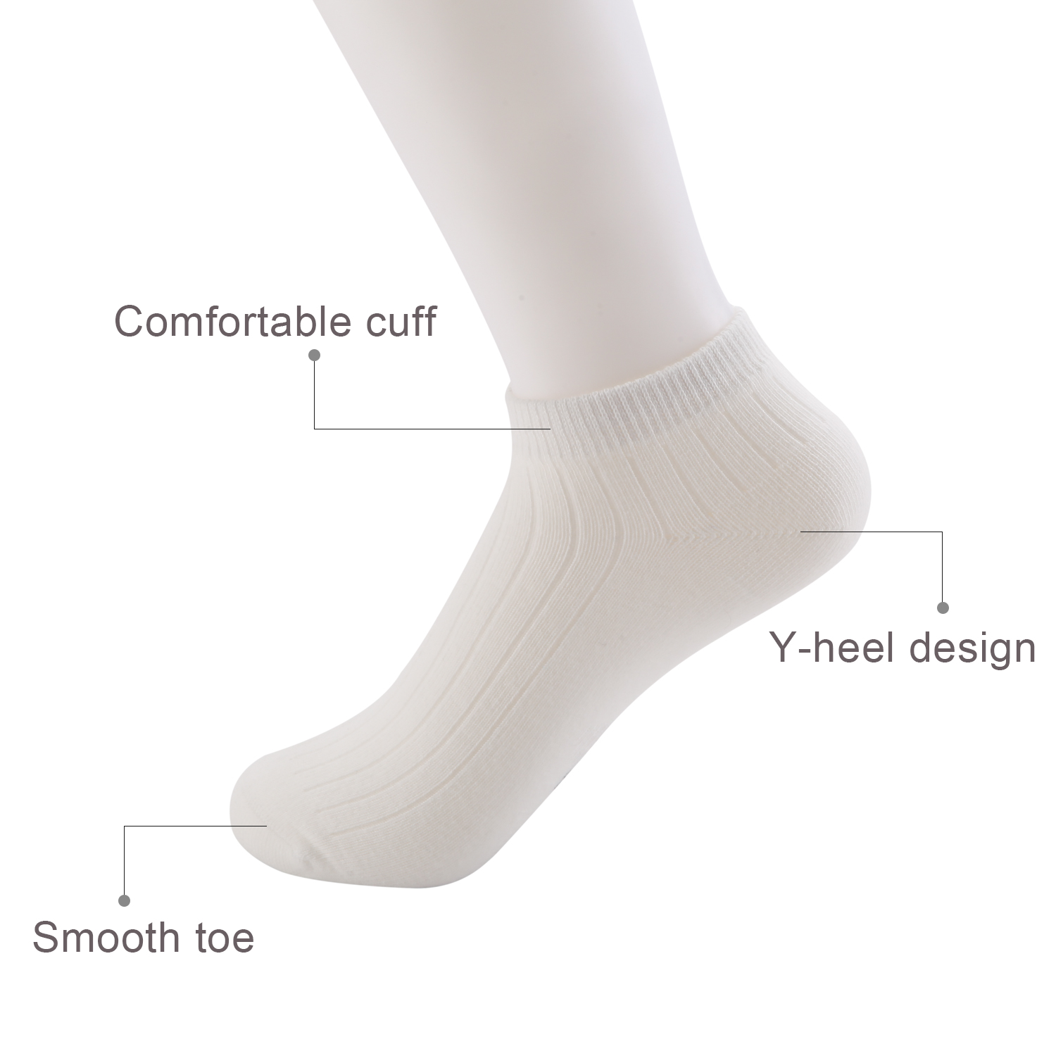 Close-up of ribbed ankle sock texture and cotton fabric